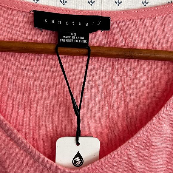 Sanctuary Tie Sleeve Top XS NWT Pink V Neck Blouse Shirt Capsule - Picture 5 of 6